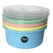 Kit 4 Pote Plástico Com Tampa 1,9l Grande Colorido Transparente 1900ml Livre de BPA