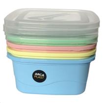 Kit 4 Pote Plástico Com Tampa 1,9l Grande Colorido Transparente 1900ml Livre de BPA