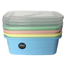 Kit 4 Pote Plástico Com Tampa 1,9l Grande Colorido Transparente 1900ml Livre de BPA