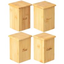 Kit 4 Pote Porta Açúcar E Sal Café De Bambu Decoração