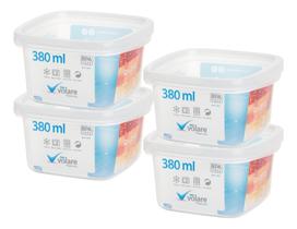 Kit 4 Pote Quadrado 380ml Armazenamento Alimento Bpa Free