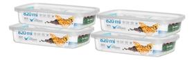 Kit 4 Pote Retangular 820ml Armazenamento Alimento S/ Bpa Kit 4 Pote Retangular 820ml Armazenamento Alimento S/ Bpa