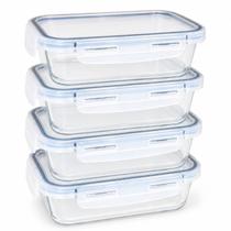 Kit 4 Pote Vidro Hermético 1040ml Organizador Forno Frezeer Kit 4 Pote Vidro Hermético 1040ml Organizador Forno Frezeer