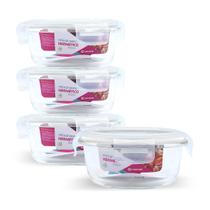 Kit 4 Pote Vidro Hermético Pequeno Redondo 400ml Frutas
