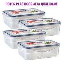 Kit 4 potes 100% herméticos 1.200 ML Click Fresh + DivExtras