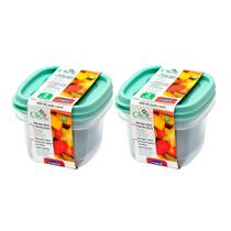 Kit 4 potes 500ml mantimentos plástico quadrado Vasilha marmita tapoer tupperware tapuer plasútil