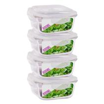 Kit 4 Potes 800ml de Vidro Marmita Tampa Hermetico Não Vaza Kit 4 Potes 800ml de Vidro Marmita Tampa Hermetico Não Vaza