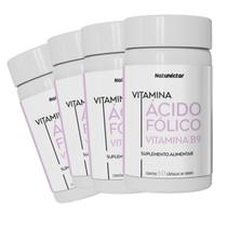 Kit 4 Potes Ácido Fólico Ativo 240 Cápsulas Gestante 1000ug Vitamina B9 Suplemento Alimentar Natural 100% Puro Natunéctar