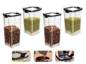 Kit 4 Potes Acrílico Herméticos Com Tampa 1,450 mL 2,150 mL Mantimentos Kit 4 Potes Acrílico Herméticos Com Tampa 1,450 mL 2,150 mL Mantimentos