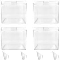 Kit 4 Potes Acrílico Quadrado com Tampa 3,3l+ Conchas 100ml