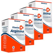 Kit 4 Potes Arginina Vitamina C Suplemento Natural 100% Puro Original Natunéctar 240 Cápsulas
