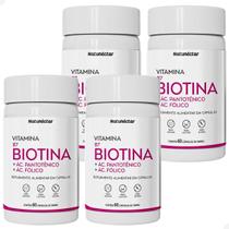 Kit 4 Potes Biotina Suplemento Alimentar Rico Acido Fólico Vitamina Saúde Cabelos e Unhas - Natunéctar Original 240 Capsulas