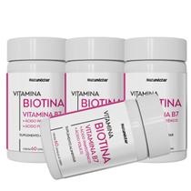 Kit 4 Potes Biotina Suplemento Alimentar Rico Acido Fólico Vitamina Saúde Cabelos e Unhas - Natunéctar Original 240 Capsulas