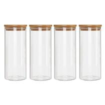 Kit 4 Potes Borossilicato Hermético Tampa Bambu 1800ml Class Kit 4 Potes Borossilicato Hermético Tampa Bambu 1800ml Class