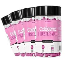 Kit 4 Potes Colágeno Hidrolisado Suplemento Natural Vitamina Puro 240 Capsulas Renova Zero Lactose