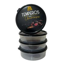 Kit 4 Potes Com Tampa Hermética BPA Free Para Seu Churrasco