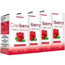 Kit 4 Potes Cranberry Suplemento Fruta Natural Concentrado 500mg Extrato Seco Vitamina C Zinco Selênio Original 100% Puro Natunéctar 240 Cápsulas