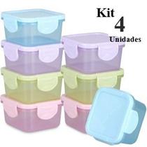 Kit 4 Potes de Papinha com Tampa Hermética Armazenamento e Congelamento de Alimentos Kit 4 Potes de Papinha com Tampa Hermética Armazenamento e Congelamento de Alimentos