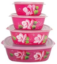 Kit 4 Potes De Plástico decorados à mão - Celinha - Ideal para Presente Casamento Noivado