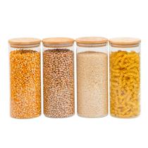 kit 4 potes de vidro 1650ml tampa de bambu herméticos - Tud kit 4 potes de vidro 1650ml tampa de bambu herméticos - Tud