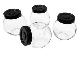 Kit 4 Potes de Vidro 180ml Transparente com Tampa Rosca para Temperos Cozinha Kit 4 Potes de Vidro 180ml Transparente com Tampa Rosca para Temperos Cozinha