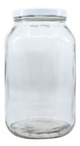 Kit 4 Potes De Vidro 3 Litros - Tampa Metal Branca