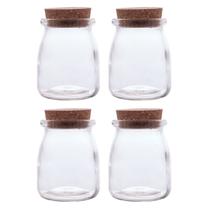 Kit 4 Potes De Vidro Borossilicato 190ml Com Tampa Rolha Resistente Ao Calor Pote Multiuso Porta Tempero Grãos Mantimentos Organizadores Para Cozinha