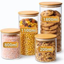 Kit 4 Potes de Vidro Borossilicato Liso Tampa Bambu Hermético Organização Cozinha Alimentos Temperos Condimentos 200_800_1100_1800ml Kit 4 Potes de Vidro Borossilicato Liso Tampa Bambu Hermético Organização Cozinha Alimentos Temperos Condimentos 200_800_1100_1800ml