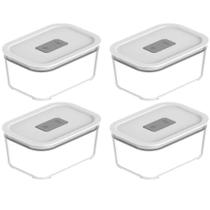 Kit 4 Potes De Vidro Branco Hermético 725ml Fresh Lock Marmita Comida OU