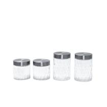 Kit 4 potes de vidro com tampa inox bolhas redondo 800ml e 1300ml - Mozcada