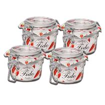 KIT 4 Potes de Vidro Hermético Original FIDO Terrina 125 ml 80 mm Multiuso KIT 4 Potes de Vidro Hermético Original FIDO Terrina 125 ml 80 mm Multiuso