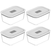 Kit 4 Potes De Vidro Herméticos 1,2L Branco Para Geladeira Freezer Forno Fresh Lock Kit 4 Potes De Vidro Herméticos 1,2L Branco Para Geladeira Freezer Forno Fresh Lock