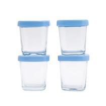 Kit 4 Potes de Vidro para armazenamento de leite e papinha azul 150ml - Petit Piá - Petit Pia
