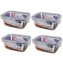 Kit 4 Potes De Vidro Refratário 330ml Hermético Com Tampa - HomeBras Kit 4 Potes De Vidro Refratário 330ml Hermético Com Tampa - HomeBras