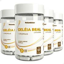 Kit 4 Potes Geleia Real Liofilizada Própolis Suplemento Alimentar Natural 240 Capsulas Pura Premium