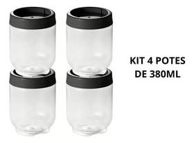 Kit 4 Potes Gire E Trave Empalhável Plástico 380ml Multiuso