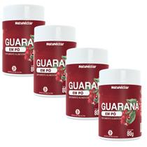 Kit 4 Potes Guaraná em Pó Suplemento Alimentar Natural Sabor 100% Puro Original Proteína Natunéctar 80g