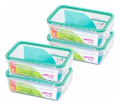 Kit 4 Potes Hermético 1,24l Freshy Alimentos Micro-ondas Empilhável