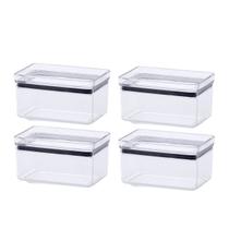 Kit 4 Potes Hermético Recipientes Para Mantimentos Acrílico 580ML Transparente Alimentos Empilhável Dispensa Kit 4 Potes Hermético Recipientes Para Mantimentos Acrílico 580ML Transparente Alimentos Empilhável Dispensa