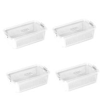 Kit 4 Potes Hermético Slim Multiuso 2.570 ML Branco