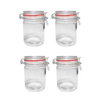 Kit 4 Potes Hermético Vidro Trava Metal 750ml Class Home Kit 4 Potes Hermético Vidro Trava Metal 750ml Class Home