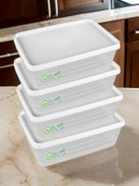 Kit 4 Potes Herméticos 1,4L Tampa Branca Vedação Marmita Conserva Alimento Tampa e Trava Freezer Geladeira Lava-Louça Kit 4 Potes Herméticos 1,4L Tampa Branca Vedação Marmita Conserva Alimento Tampa e Trava Freezer Geladeira Lava-Louça