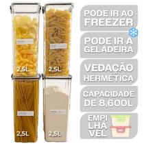Kit 4 Potes Herméticos 2,15L Trava Reforçada Vedado