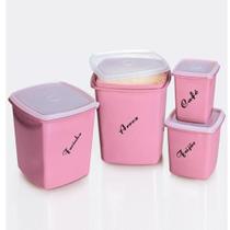 Kit 4 Potes Herméticos Alto Para Arroz Feijão Farinha e Café