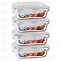 Kit 4 Potes Hermeticos com Tampa 370ML Pequeno Lanche Marmita