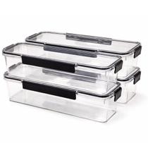 Kit 4 Potes Herméticos Organizador Empilhavel Mantimentos Com Lacre Vedação Casa Cozinha Organização Decoração