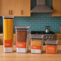 kit 4 Potes Herméticos Porta Mantimentos Acrílico Com Tampa