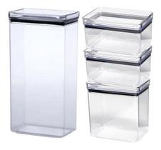 Kit 4 Potes Herméticos Retangular Lumini 580/1300/2600Ml