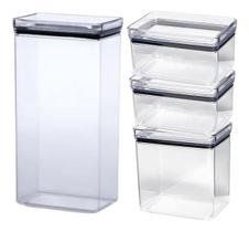 Kit 4 Potes Herméticos Retangular Lumini 580/1300/2600ML