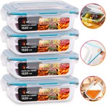 Kit 4 Potes Herméticos Retangular Vidro Freezer Microondas Com Tampa Transparente 1500ML Kit 4 Potes Herméticos Retangular Vidro Freezer Microondas Com Tampa Transparente 1500ML